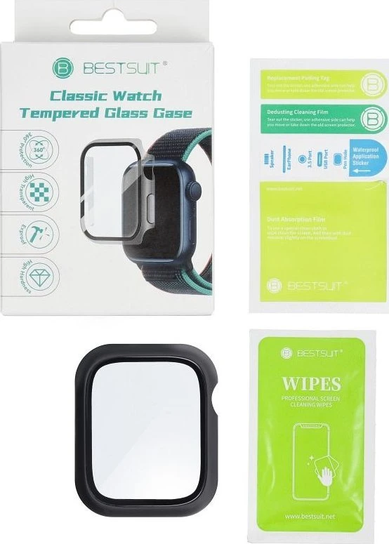 „Bestsuit“ dėklas su hibridiniu stiklu, skirtas „Apple Watch“ serijai 7/8/9–45 mm – grafitas