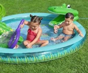 Bestway pripučiama žaidimų aikštelė CROCODILE čiuožykla + purkštuvas + kamuoliukai 53166