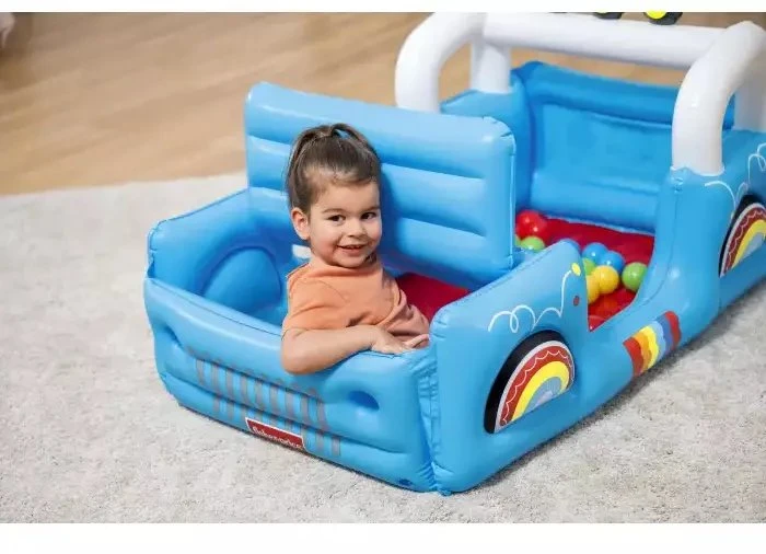 Bestway 93577 „Fisher-Price“ pripučiamas automobilis su kamuoliukais 1,17 m x 76 cm x 61 cm