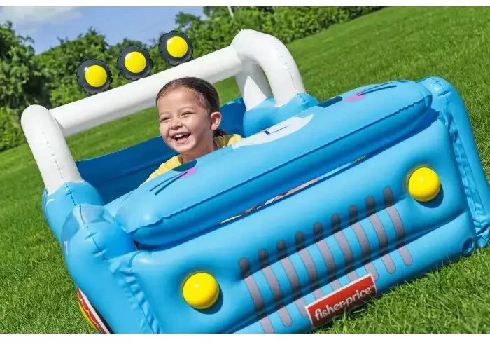 Bestway 93577 „Fisher-Price“ pripučiamas automobilis su kamuoliukais 1,17 m x 76 cm x 61 cm