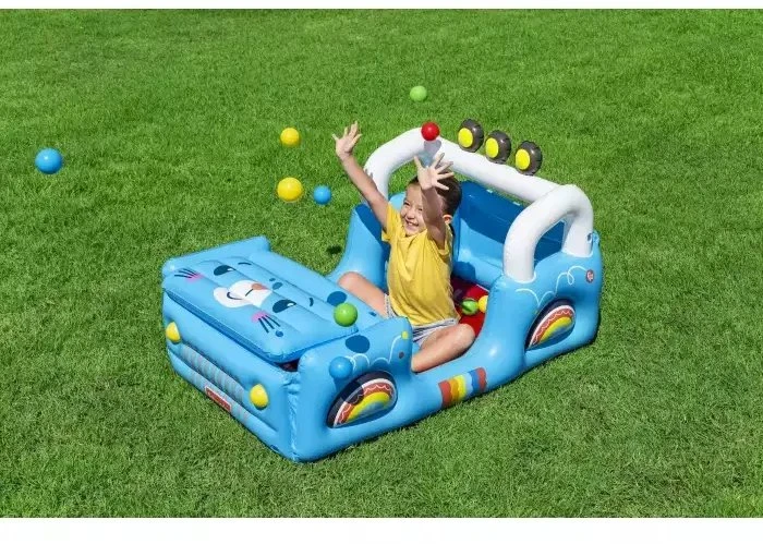 Bestway 93577 „Fisher-Price“ pripučiamas automobilis su kamuoliukais 1,17 m x 76 cm x 61 cm