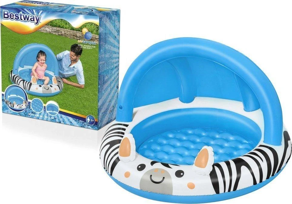 Bestway Bestway 52559 Pripučiamas baseinas su stogu ir pumpuojamu dugnu Zebra 97cm x 66cm