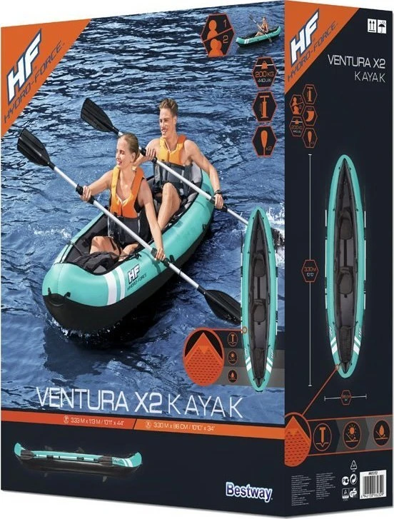 Bestway 2 asmenų kayak Ventura Elite X2 pripučiama valtis Hydro Force irklas 65052