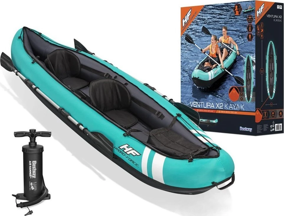 Bestway 2 asmenų kayak Ventura Elite X2 pripučiama valtis Hydro Force irklas 65052