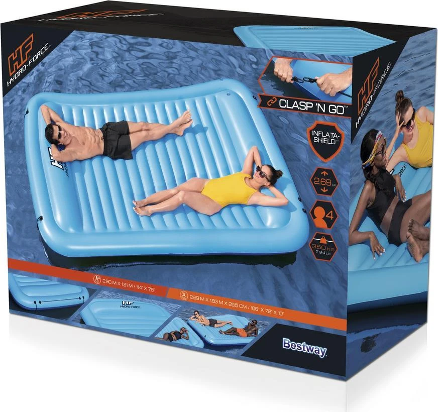 Bestway PLAUKIOJANTI SALA pripučiamas vandens čiužinys 4 asmenims 360 kg 269 x 183 cm 43542