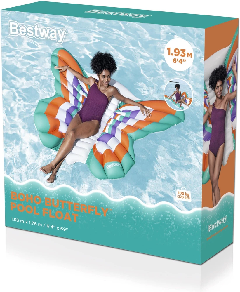Bestway Pripučiamas paplūdimio čiužinys - didelis vandens gultas BUTTERFLY 193x176cm 43963