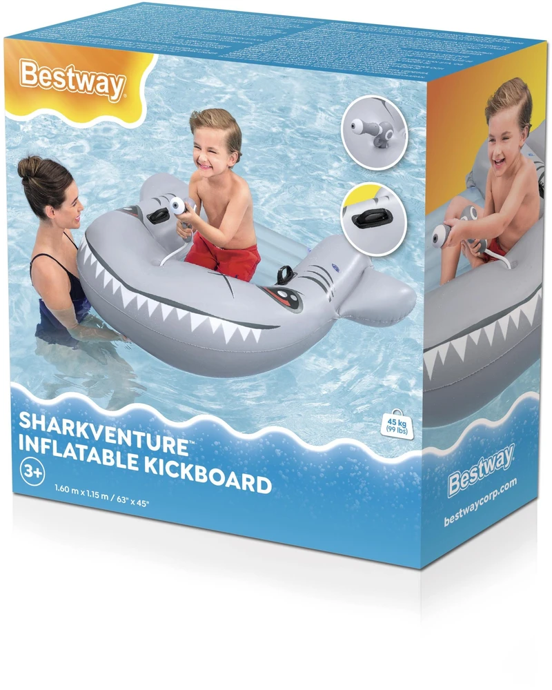 Pripučiamas plūduras Bestway SHARKVENTURE. pilkas. 1,60 x 1,15 cm
