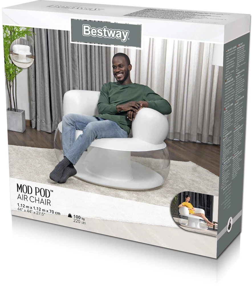 Pripučiamas fotelis Bestway 75138 baltas