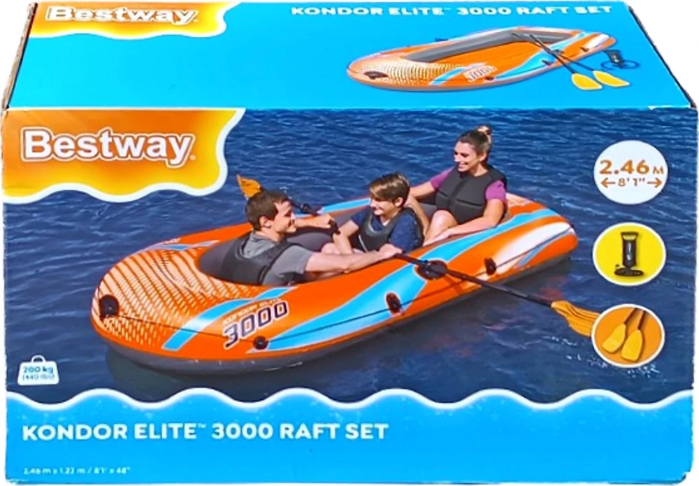 Bestway pripučiamų plaustų rinkinys Kondor Elite 3000 suklijomis ir pompa 61145