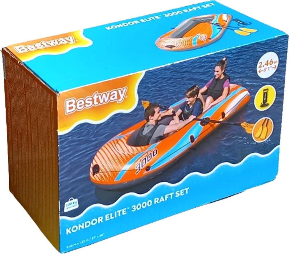 Bestway pripučiamų plaustų rinkinys Kondor Elite 3000 suklijomis ir pompa 61145