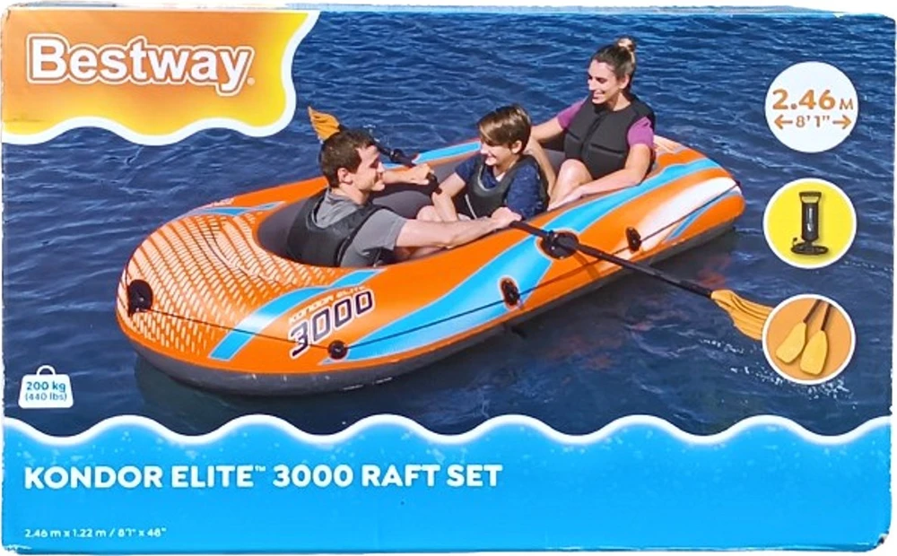 Bestway pripučiamų plaustų rinkinys Kondor Elite 3000 suklijomis ir pompa 61145