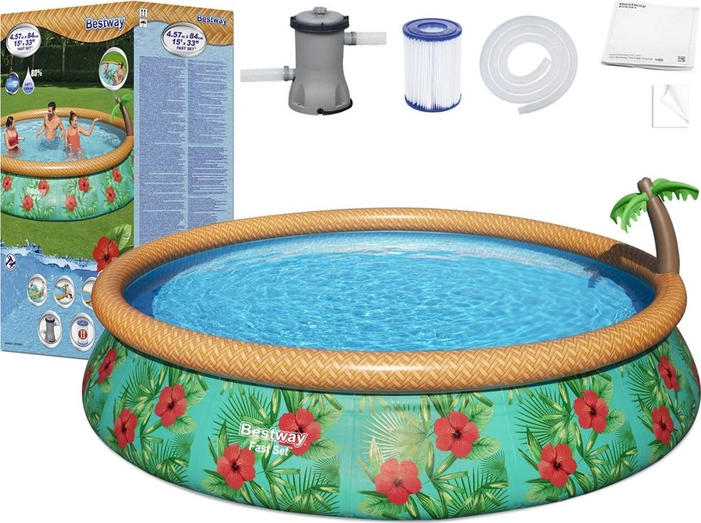 Bestway Pripučiamas baseinas Fast Set Paradise Palms, 457x84cm