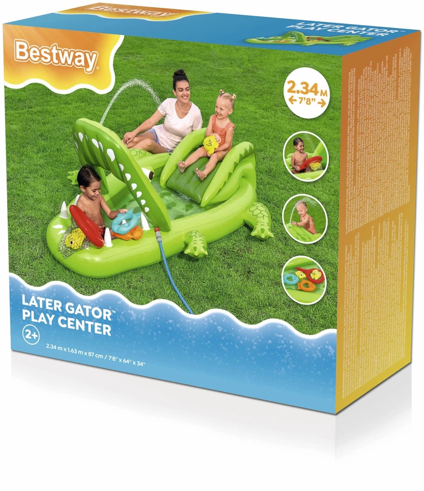 Bestway Vanduo žaidimų aikštelė KROKODILAS 234x163x87cm + Čiuožykla ir priedai 53169