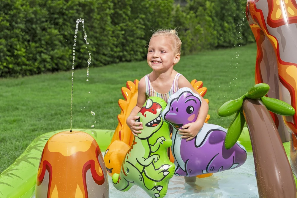 Bestway Vanduo žaidimų aikštelė DINOZAURAI 262x188x102cm su čiuožykla ir priedais 53172