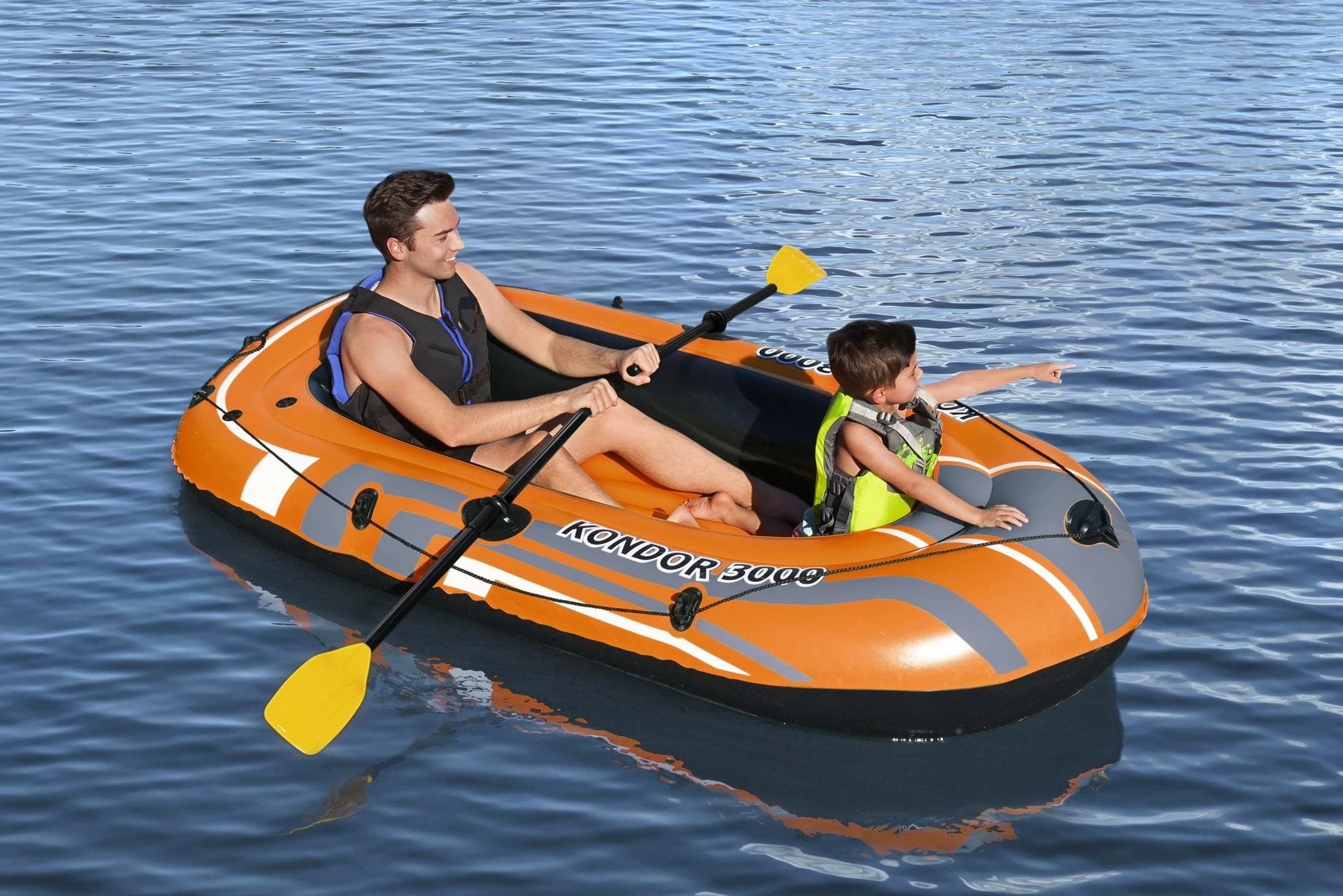 Bestway® pripučiama valtis skirta 2 suaugusiems ir vaikui Kondor 3000 rinkinys, 232 x 115 x 36 cm