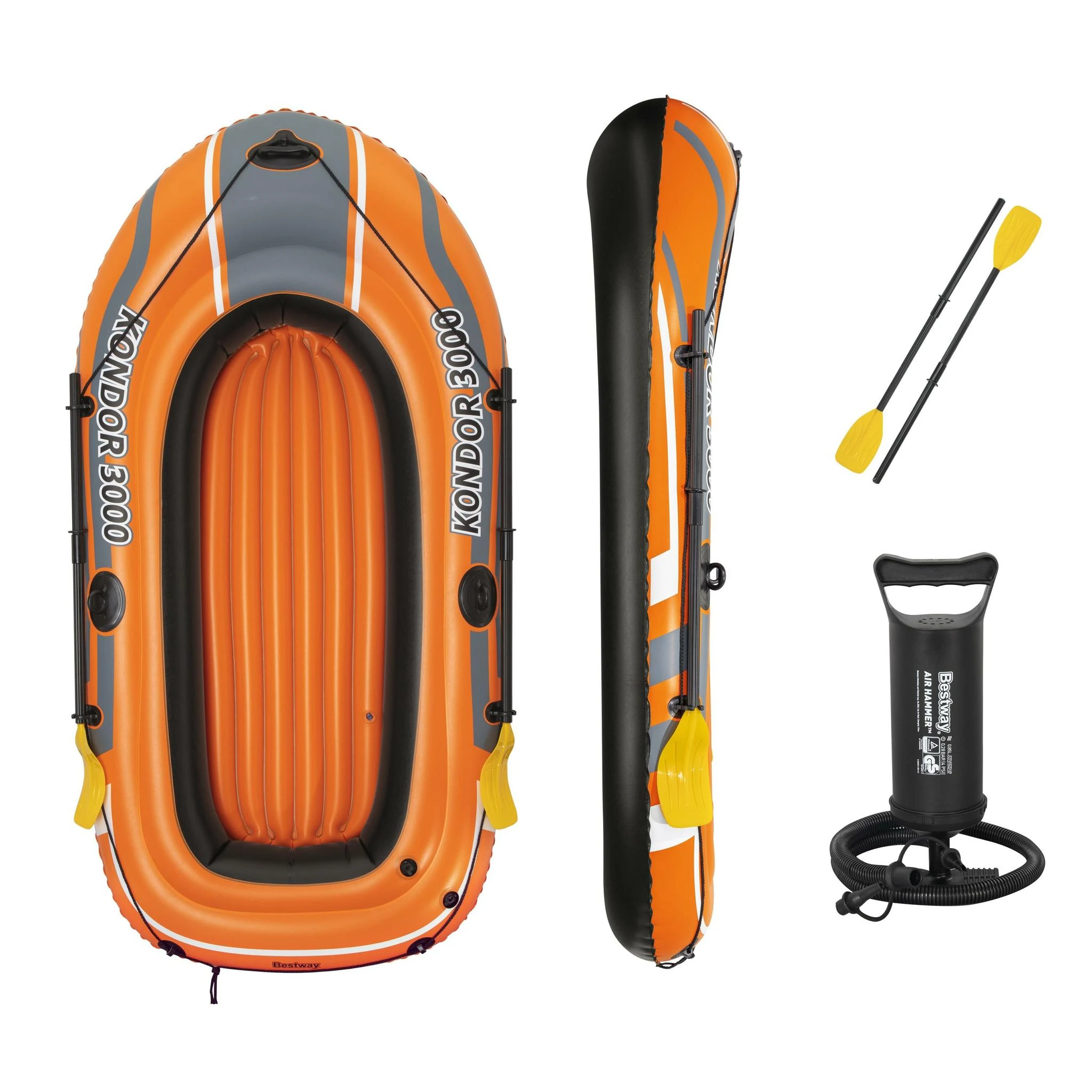 Bestway® pripučiama valtis skirta 2 suaugusiems ir vaikui Kondor 3000 rinkinys, 232 x 115 x 36 cm