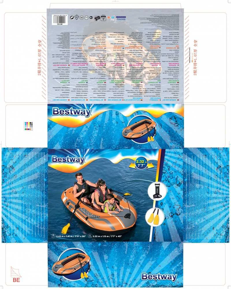Bestway® pripučiama valtis skirta 2 suaugusiems ir vaikui Kondor 3000 rinkinys, 232 x 115 x 36 cm