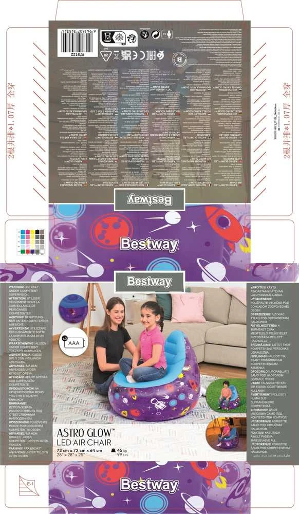Pripučiamas fotelis Bestway, 72 x 72 x 64 cm