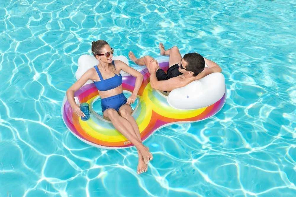 Dvigubas plaukimo ratas Bestway Rainbow Dreams, 186 x 116 cm