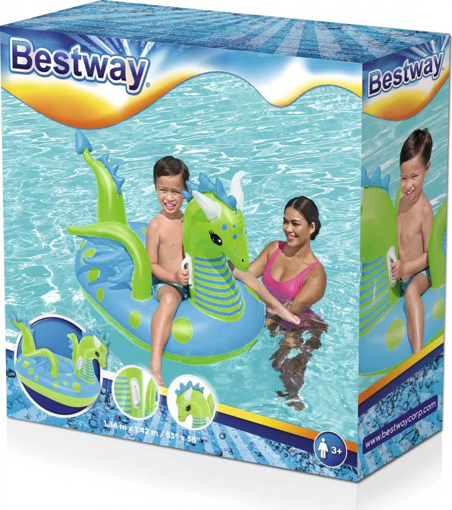 Bestway Fantasy Dragon Ride-On, Mėlyna, Žalia, Plaukiojantis plūduras, Raštas, 3 metai, Berniukams/mergaitėms, 45 kg