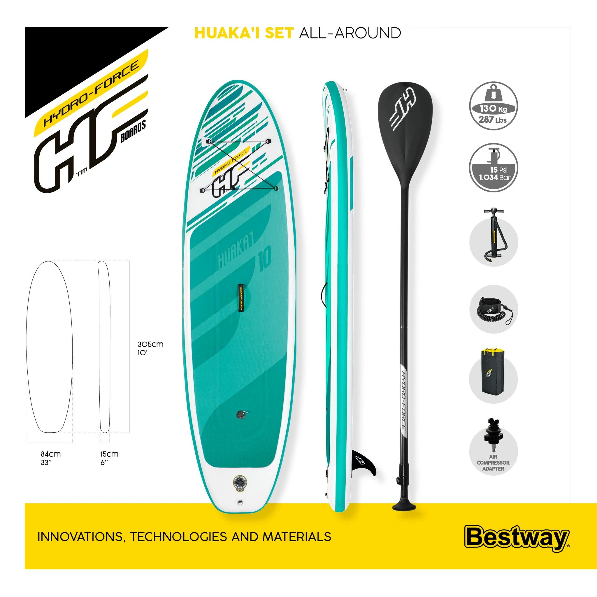 BestwayHydro-Force™ pripučiama irklentė 3.05m x 84cm x 15cm