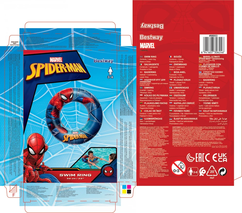 Pripučiamas plaukimo žiedas Spider-Man 56 cm Bestway 98003