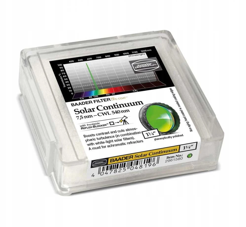 Beta Filtras Baader Planetarium 7.5 nm Solar Continuum (540 nm) 1,25``