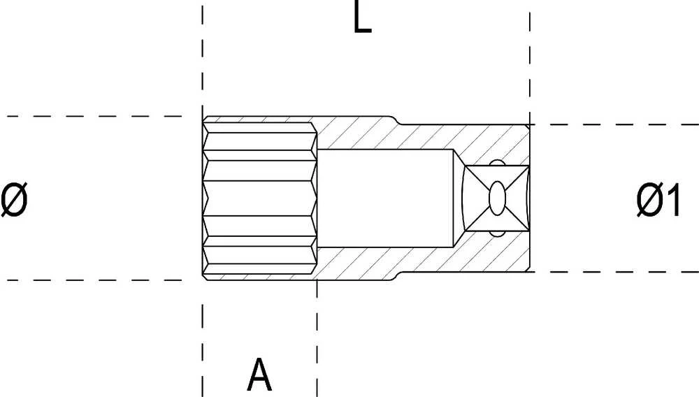 „Beta Tools“ 12 taškų galvutė, 3/8 colio, 19 mm ilgio (009100319)