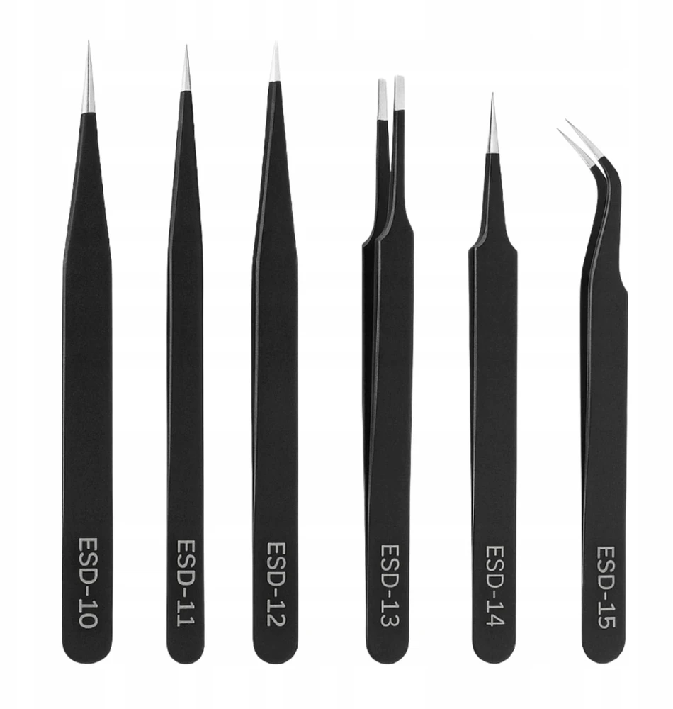 Beta Tools Albe ANTISTATINIAI PINCETAI 12-14mm NERŪDIJANTIS PLIENAS rink. 6vnt.
