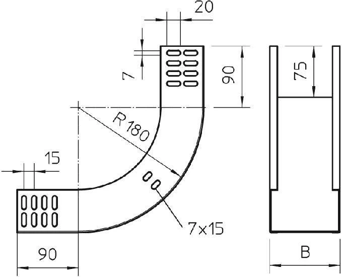 Bettermann Vertikalus latakų lankas 90 laipsnių 300 x 60 RBV 630 S FS (7007017)