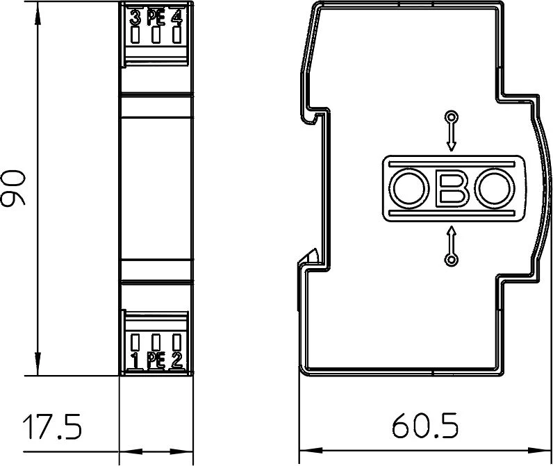 Bettermann Viršįtampių ribotuvas dviejų laidų sistemoms 19VAC / 28VDC 5kA 10kV FLD 24 (5098611)