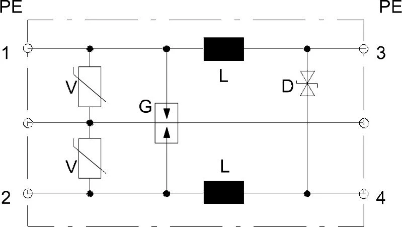 Bettermann Viršįtampių ribotuvas dviejų laidų sistemoms 19VAC / 28VDC 5kA 10kV FLD 24 (5098611)