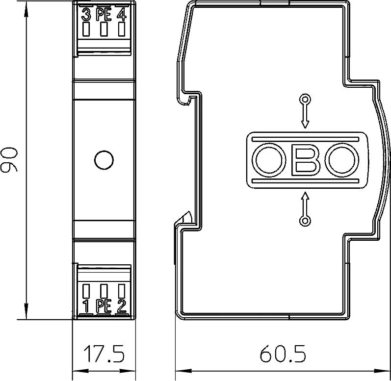 OBO Bettermann Bettermann Viršįtampių ribotuvas skirtas 80VDC 2.7kA 1.2kV VF24-AC / DC (5097607)