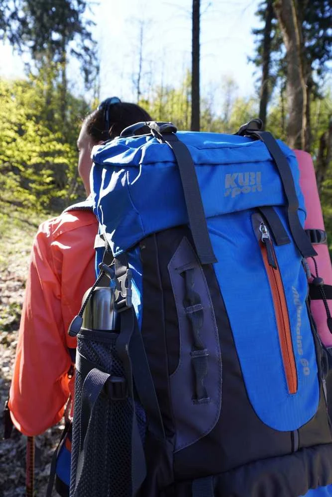 Turistinė kuprinė BeUniq Kuprinė Turystyczny do Wędrówek Damski Męski Mėlyna Pojemny KUBISPORT 60L