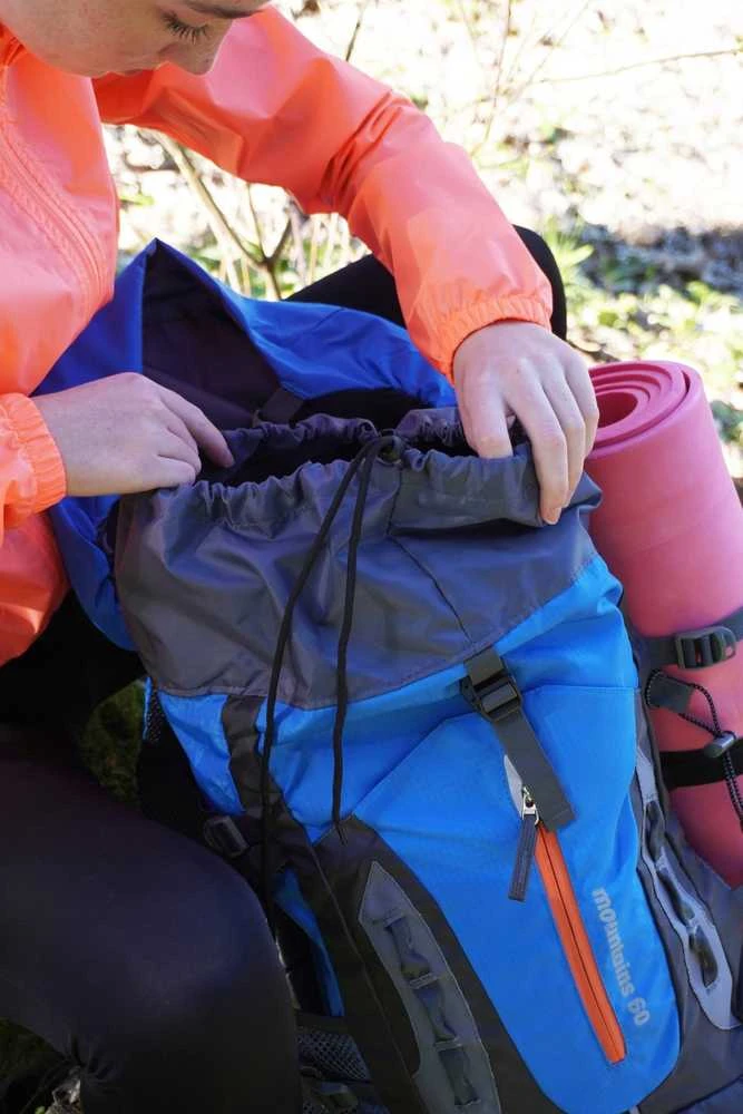 Turistinė kuprinė BeUniq Kuprinė Turystyczny do Wędrówek Damski Męski Mėlyna Pojemny KUBISPORT 60L