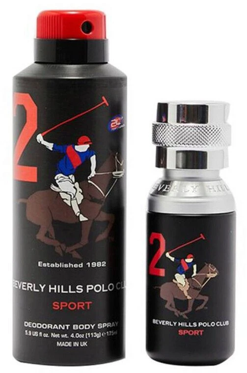 Gift Set Beverly Hills Polo Club: 1982 - Sport 2 Eau De Toilette For Men, 50 ml + 1982 - Sport 2 Anti-Perspirant Dezodorantas Purškiklis For Men, 175 ml