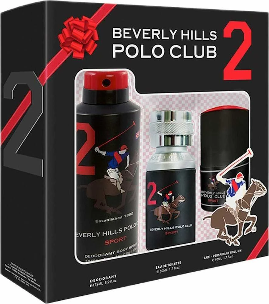 Set Beverly Hills Polo Club: 1982 - Sport 2 Eau De Toilette For Men, 50 ml + 1982 - Sport 2 Anti-Perspirant Dezodorantas Purškiklis For Men, 175 ml + Sport 2 Anti-Perspirant Dezodorantas Roll-On For Men, 50 ml