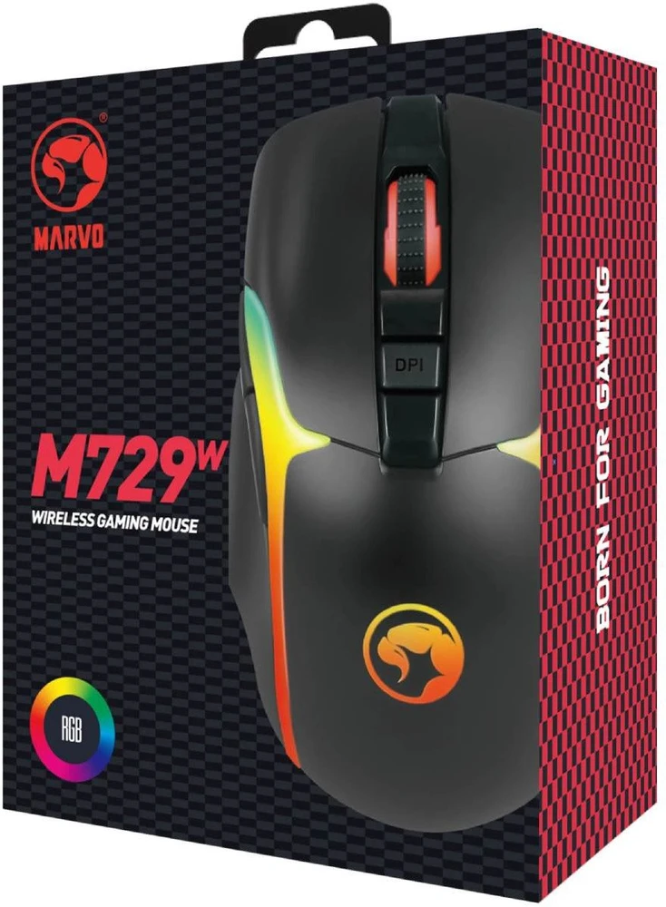 Marvo M729W juoda belaidė pelė | 4800 DPI