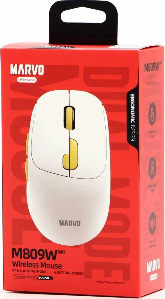 Marvo M809W Bevielė pelė, balta, 1600DPI