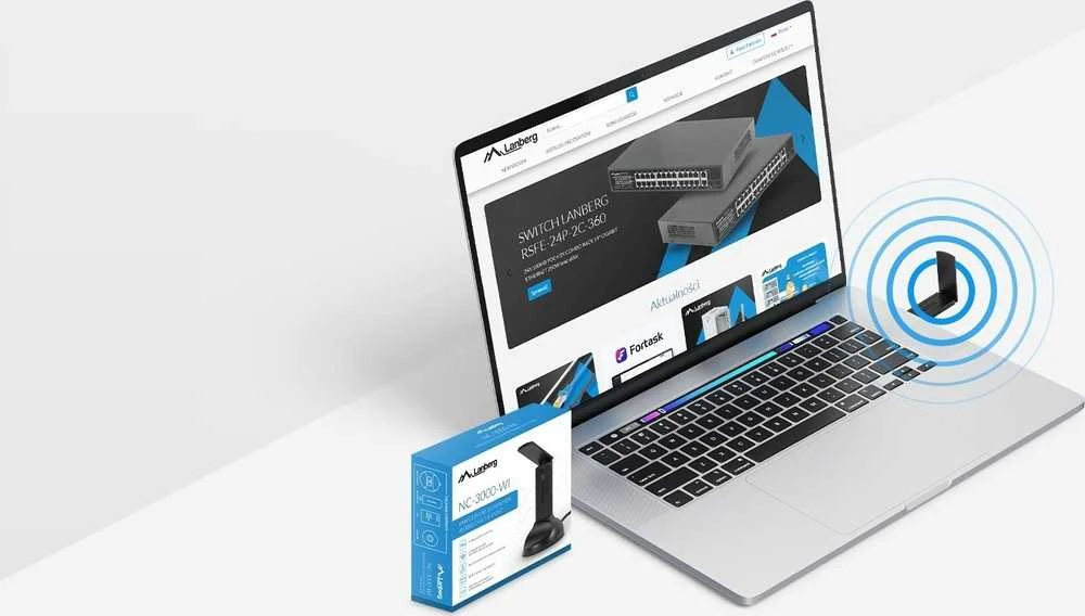Lanberg belaidė kortelė jungiama ir tinklas WiFi USB 3.0 AX3000 2 vidinės antenos