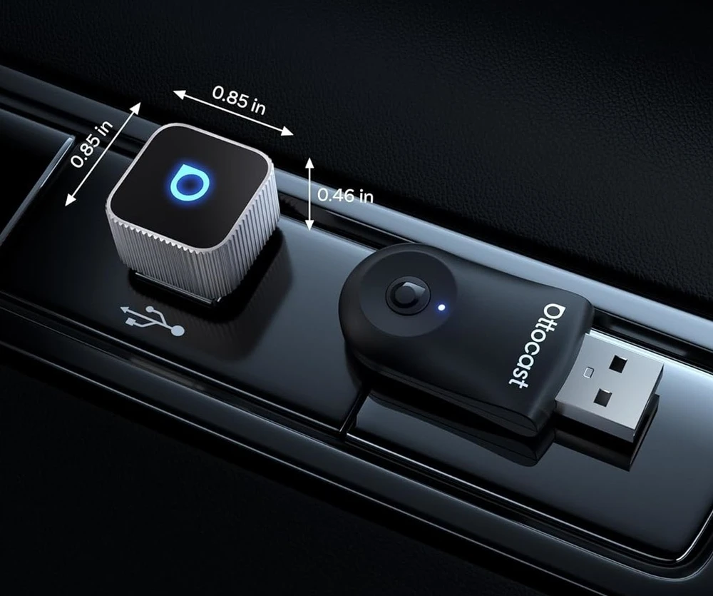 Wireless car adapter OTTOCAST Mini Cube T2 sidabrinis