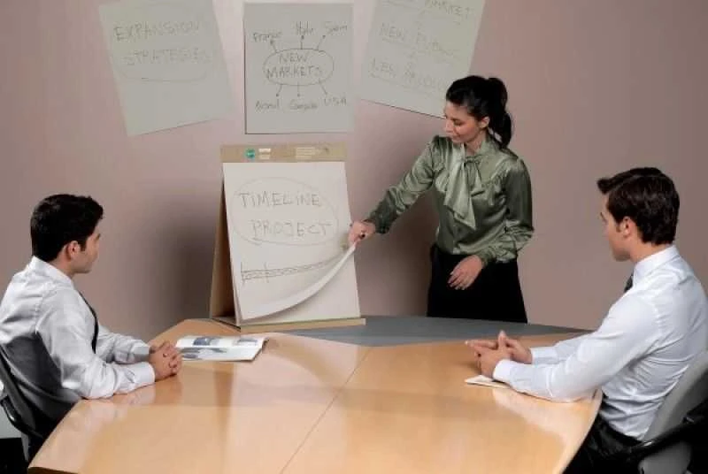 Flipchart blokas ant stalo susitikimo metu