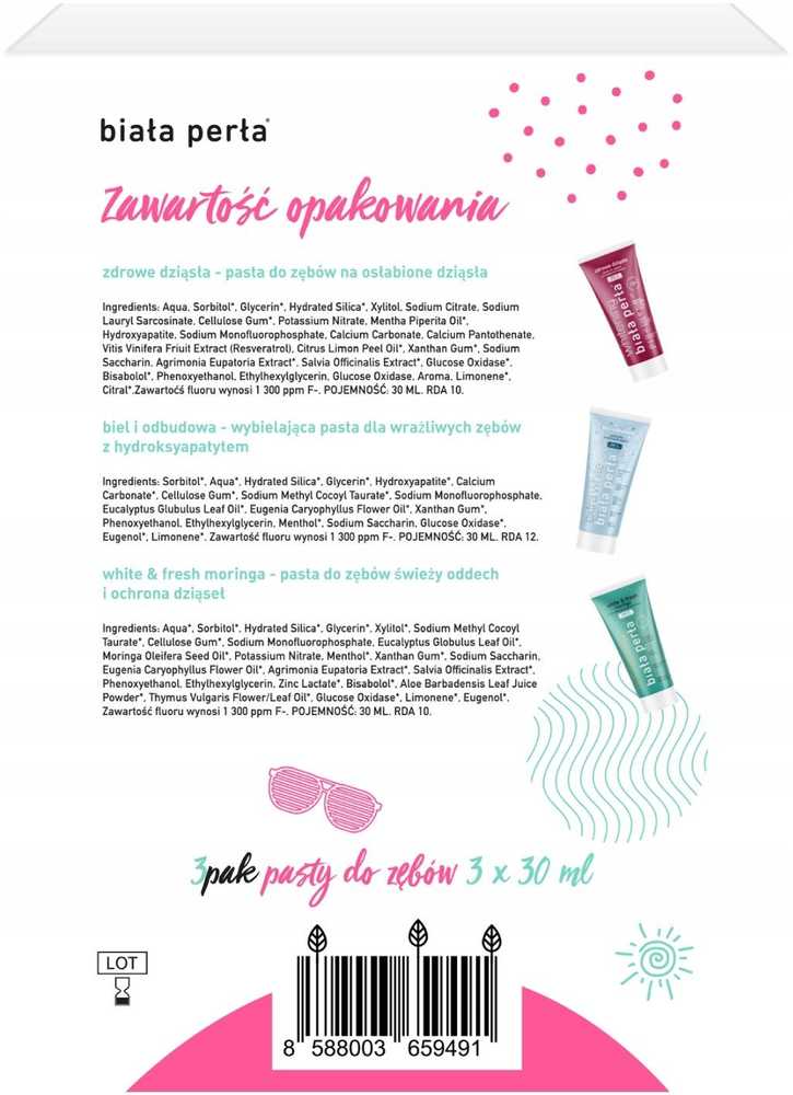 Biaa Pera 3 dantų pastos pakuotė, 3 x 30 ml