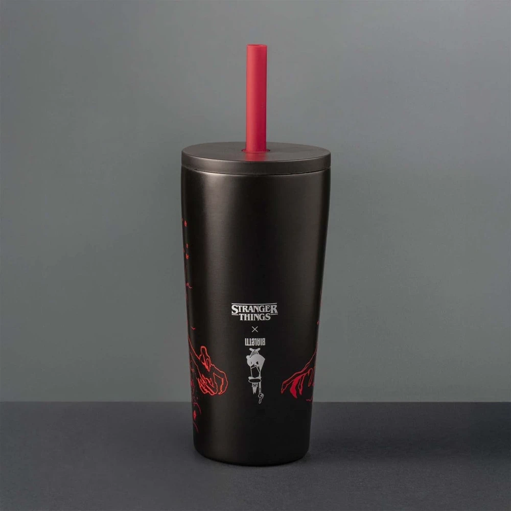 Bialetti - kelioninis puodelis su šiaudeliu „Stranger Things“, 600 ml - šviečia tamsoje