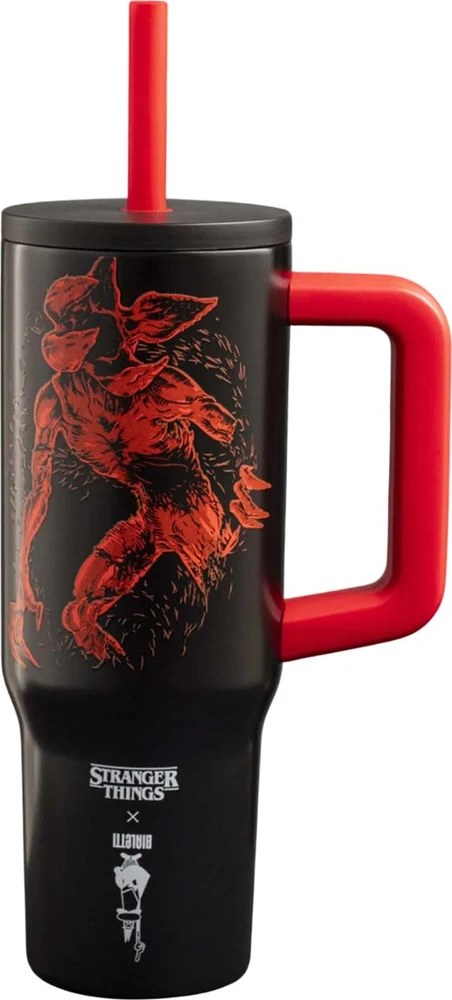 Bialetti - kelioninis puodelis su šiaudeliu ir rankena „Stranger Things“ 900 ml - šviečia tamsoje