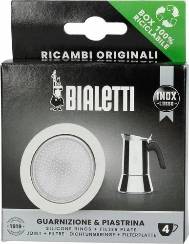 Tarpinė ir filtro plokštelė Bialetti nerūdijančio plieno 4 puodelių mokai
