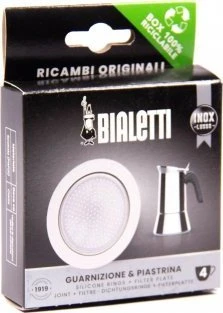 Tarpinė ir filtro plokštelė Bialetti nerūdijančio plieno 4 puodelių mokai