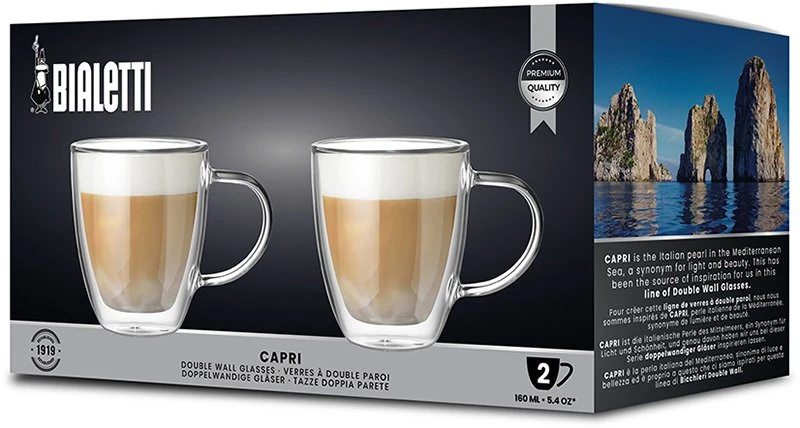 Bialetti „Capri“ skaidraus stiklo apvalus indas, 2 vnt., 160 °C, 160 ml