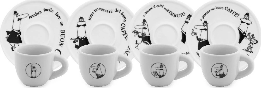 4 espreso puodelių rinkinys BIALETTI CAROUSEL Porcelianas 4x 50 ml Baltas