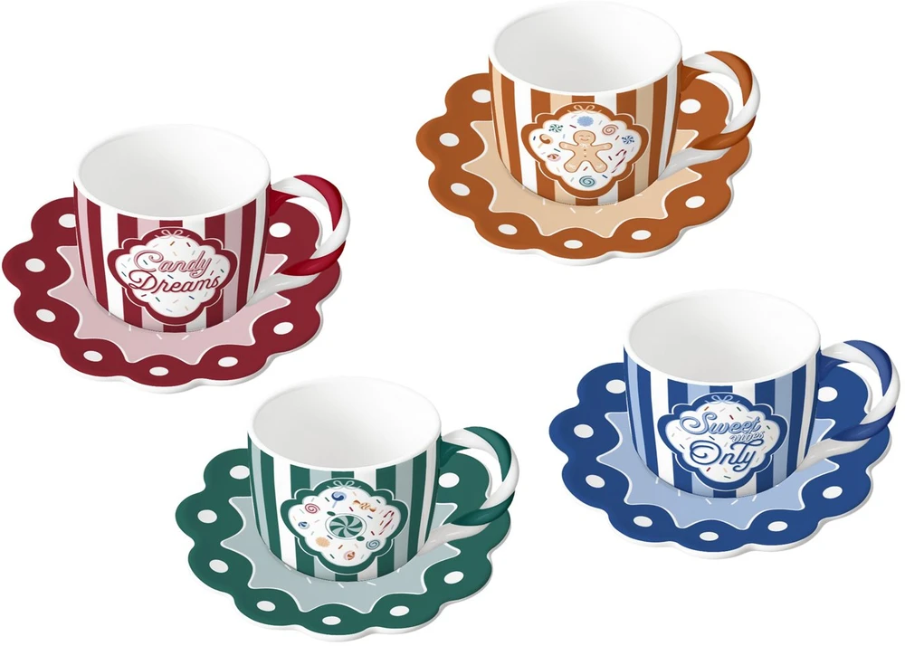 Rinkinys filiżanek ze spodkiem 4 vnt NCANDY003 BIALETTI